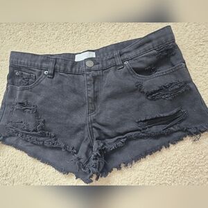 🌈Garage “Flirty Festival Shorts” Distressed Black Denim Shorts Size 11